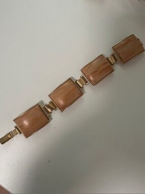 Vintage Emmons Gold Tone Peach Panel Bracelet